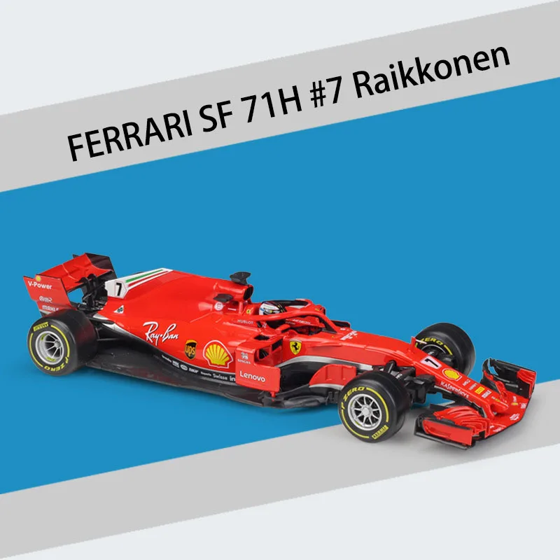 Bburago литая под давлением модель F1 гоночный автомобиль SF71H SF16-H W07 1:18 из металлического сплава Высокая симуляция машины с базой Игрушки для мальчиков подарки для мальчиков - Цвет: 16806 7  Raikkonen