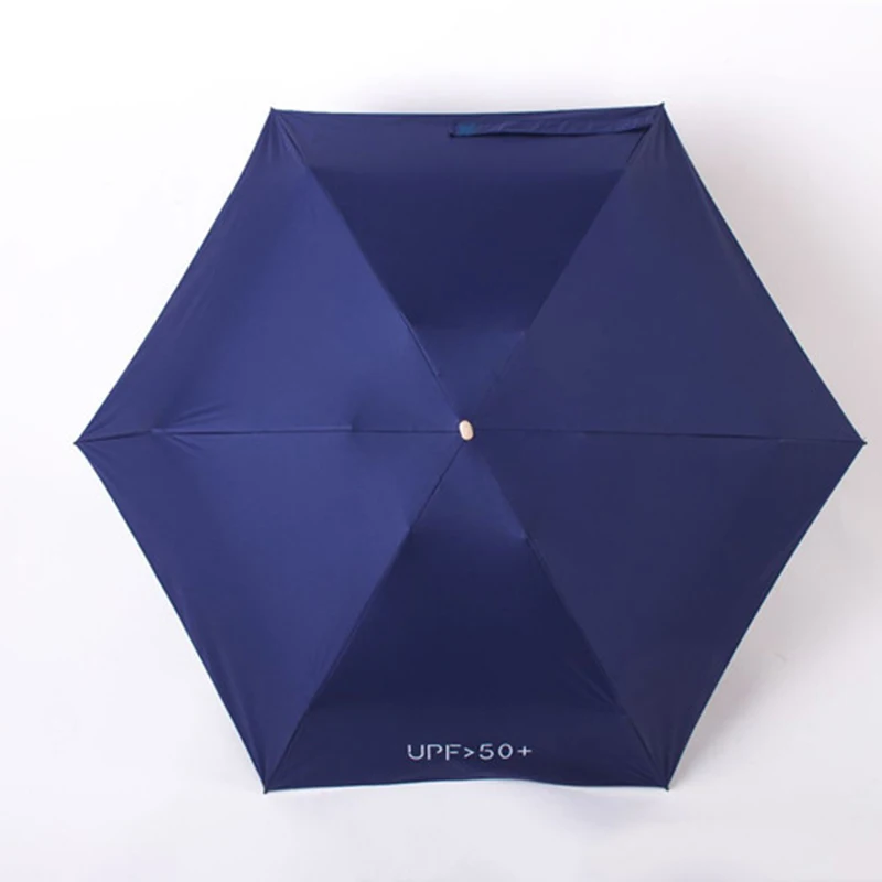 Горячий анти-УФ карманный мини-зонтик дождь женщин ветрозащитный прочный 5 складной Зонты от солнца портативный Солнцезащитный Женский зонтик - Цвет: Black glue-Navy