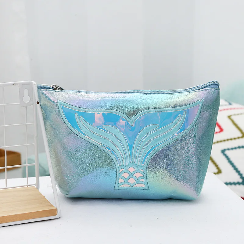 Женская сумка для макияжа, водонепроницаемая Лазерная косметички из ПВХ, сумка для мытья туалетных принадлежностей, органайзер для путешествия Mujer Bolsas - Цвет: sky blue