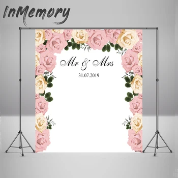 

Customized name Wedding Backdrops for photography portrait Flower photocall background for photo studio 10x10ft