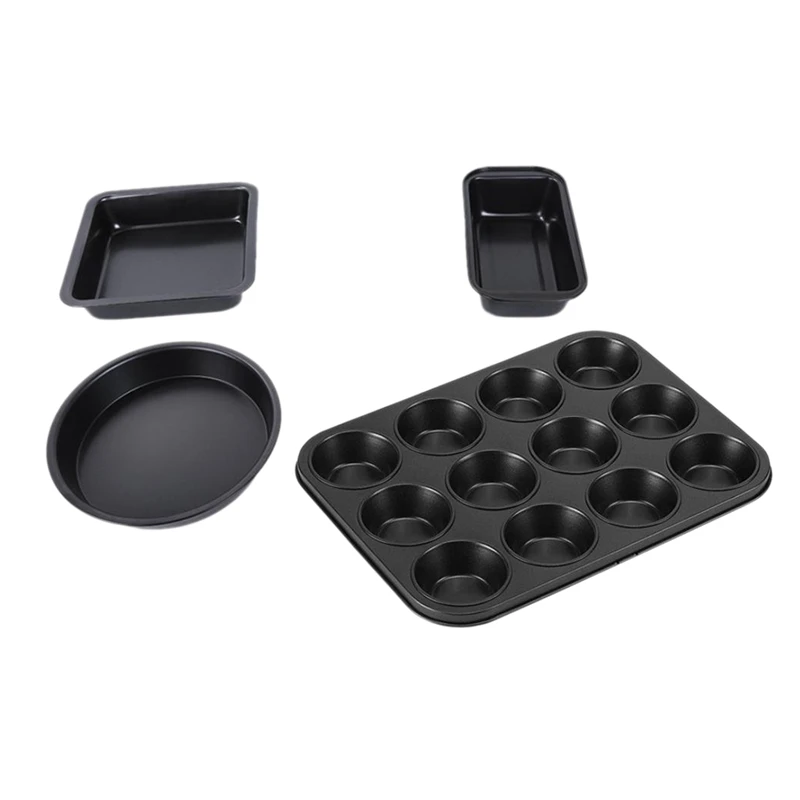 Non Stick Baking Pan Set,4 Baking Pans Toast Pan,Square Cake Pan,8 Inch Pizza Pan,Cake Pan,12