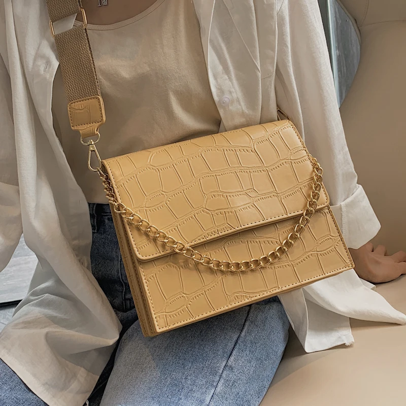 

Elegant Female Crocodile pattern Chain Tote bag 2019 New Quality Women's Designer Handbag High capacity Shoulder Messenger Bag