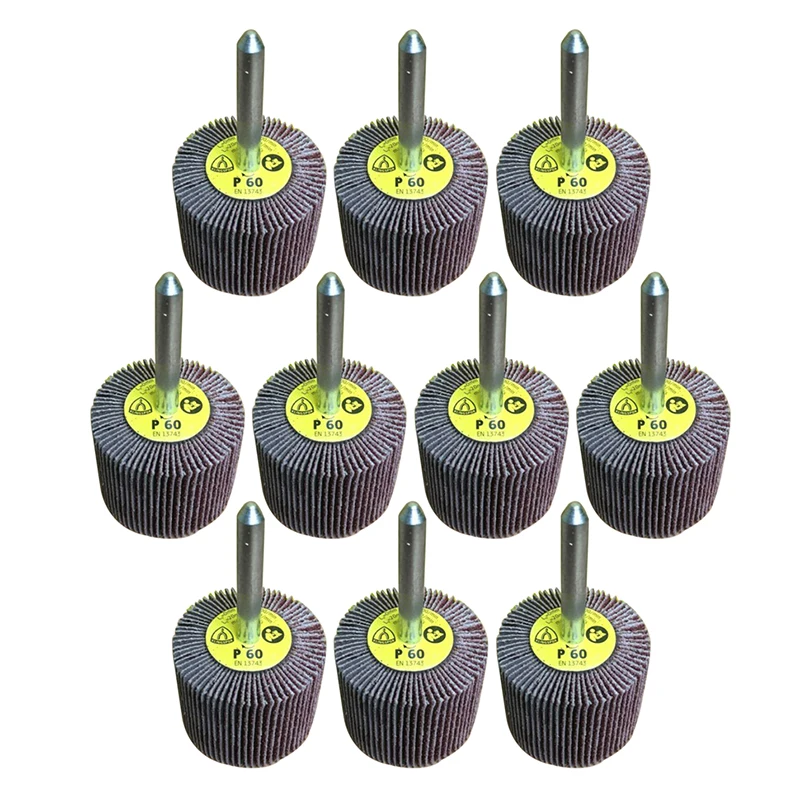 

10*Grinding Wheels 60grit Sanding Grinding Abrasive Flap Wheel With Shank Metal Wood DIY Polishing Woodworking