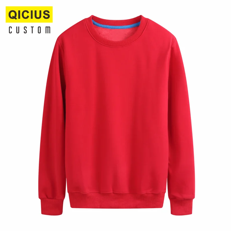 Men's Round Neck 100% Cotton Plus Velvet Long-Sleeved Sweater Custom Printed Embroidery Logo Casual Solid Color Warm Sweater 3xl 4