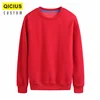 Men's Round Neck 100% Cotton Plus Velvet Long-Sleeved Sweater Custom Printed Embroidery Logo Casual Solid Color Warm Sweater 3xl 4