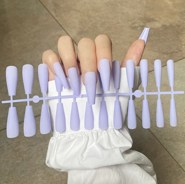 Solid Color Matte Super Long Coffin False Nail Ballet Press on Nails Tips for Nails Art Artificial Fingernails Fake TJP1170-Y21