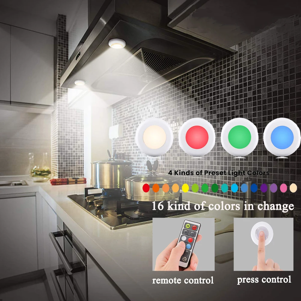 

Cabinet Light Wireless Dimmable Touch Sensor Dual Color LED Night Lamps Battery Power Remote Control Suitable for Kitchen Stair