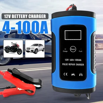 

US/EU Plug 110-220V Universal Car Battery Charger 12V Smart Charging Battery Maintainer Built-in Mute Fan With Aluminum Radiator