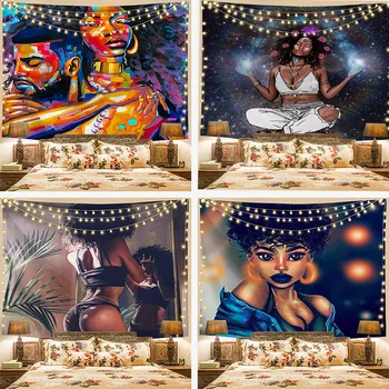 

Modern Creative Tapestry African Woman Background Wall Home Decoration Background Cloth 3D Digital Printing Polyester Tapestry