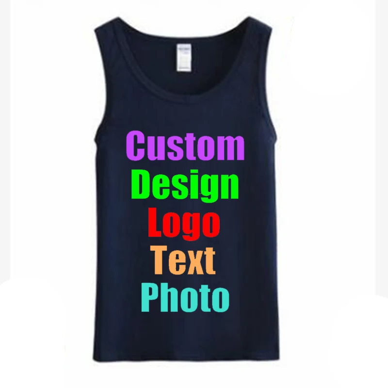 

2019 Personalized Custom DIY Your Photo Text VEST Cotton Sleeveless T-Shirt