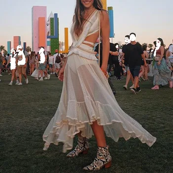 

New fall of ladies dress wish dunhuang hot style sexy backless deep V