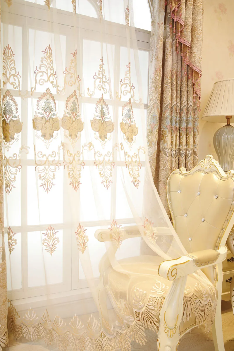 Золотая вышитая занавеска панель для гостиной на заказ Роскошная королевская синель ткань жалюзи wp232c
