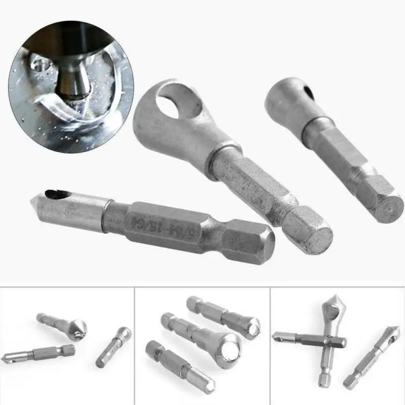 3Pcs//Set Wood Metal Drill Bit HSS Titanium Coated Countersink /& Deburring Tools