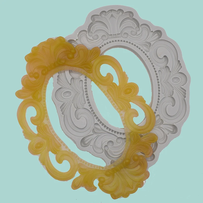 Silicone Mold European-Style Vintage Lace Large Frame Clay Plaster Photo Mirror Concrete Molds Designer Epoxy Resin | Дом и сад