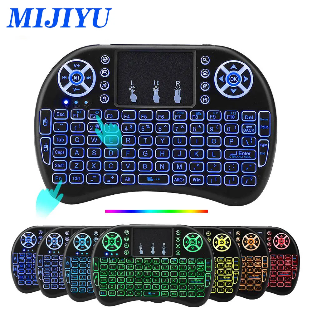 

i8 keyboard backlit English Russian Spanish Air Mouse 2.4GHz Wireless Keyboard Touchpad Handheld for TV Box H96 max PC