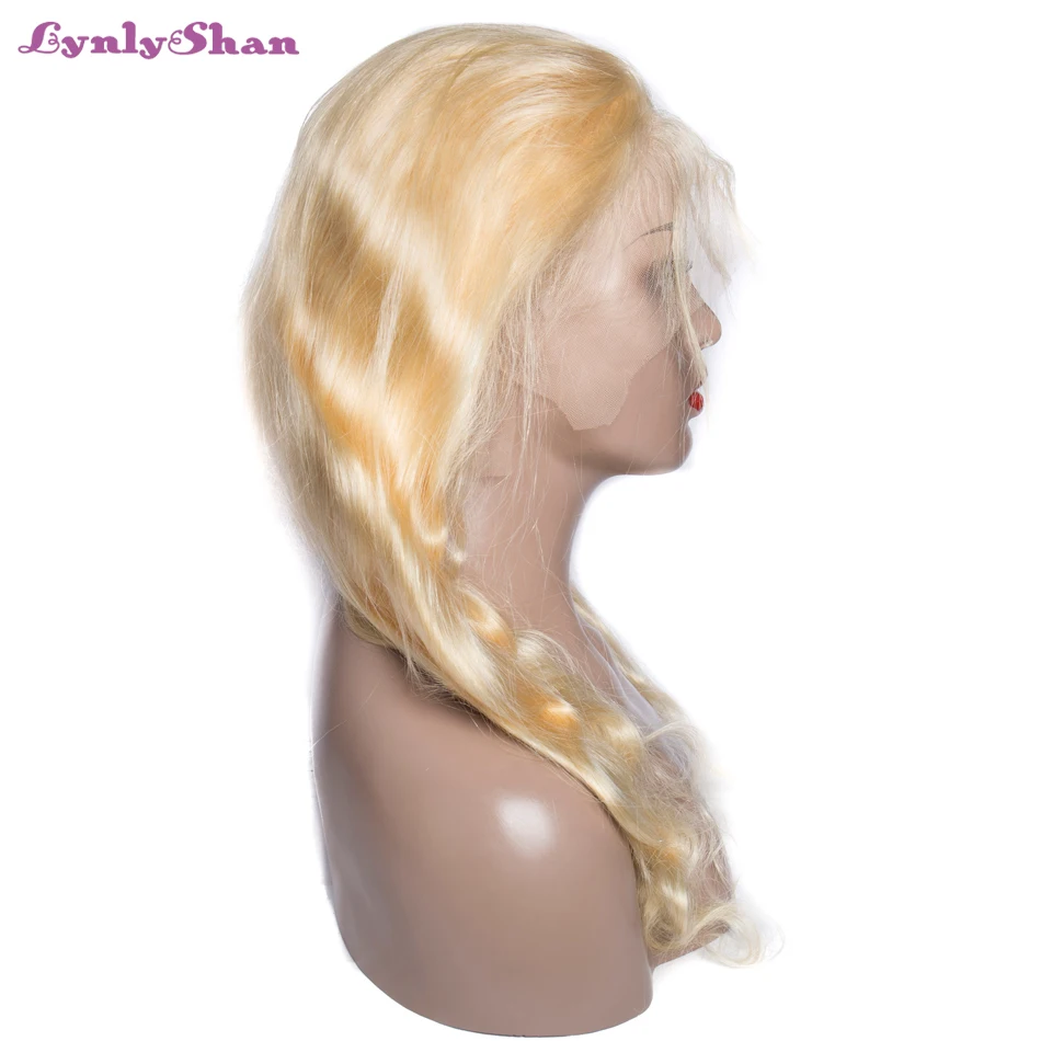 Lynlyshan 613 кружевной передний парик их натуральных волос бразильские волнистые волосы remy блонд 13*4 парики на кружеве 10-30 дюймов