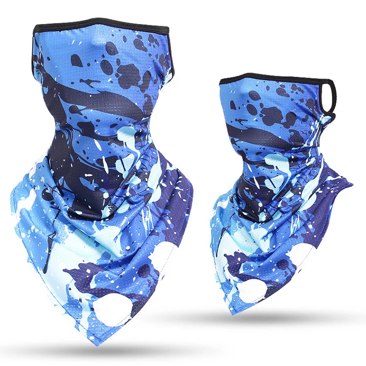 Printed UV Sun Protection Triangle Bandana Breathable Half Face Mask Scarf Neck Cover Summer Outdoor Cycling Fishing Headband head wraps for men Scarves