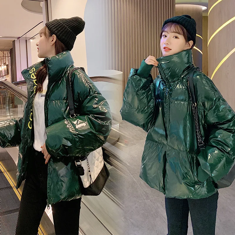

Bright Surface down Jacket Coat Women's Short Short-height Parka 2019 Winter New Style Fashion Thick Cotton-padded Jacket down C
