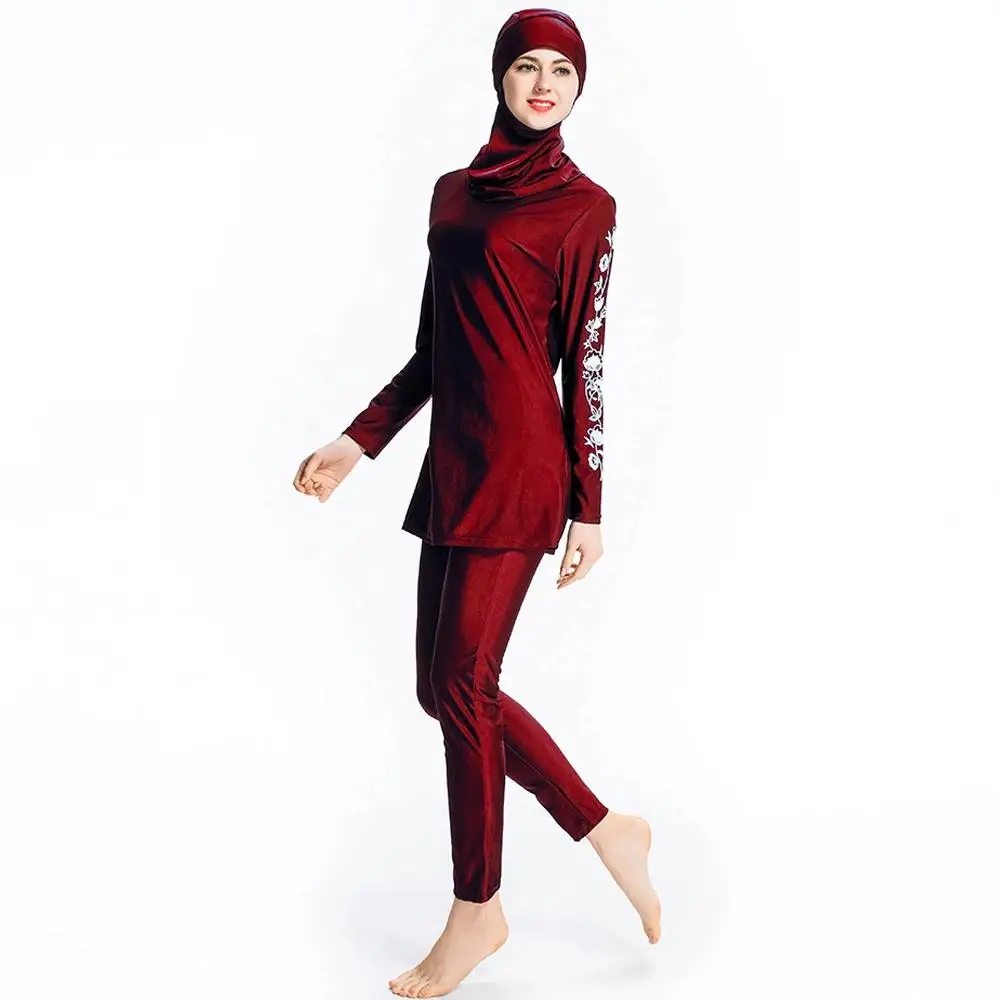 Скромный Bearwear Дубай Буркини купальный костюм Купальники мусульманский полный Чехол исламский, арабский с длинным рукавом для плавания комплект бикини