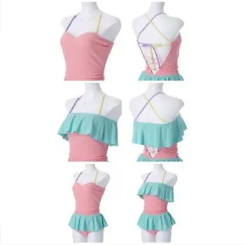 

Floral Ruffled Hem Bikini Set Women Flora V-neck High-waisted Two Piece Swimsuit Girl Beach Bathing Suit Swimwear Biquinis 2020