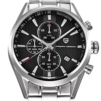 

43 mm Pagani design Black dial Stopwatch business Chronograph quartz men watches stainless steel casual fashion men's watches
