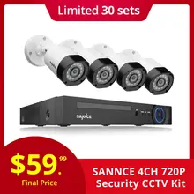 SANNCE 4CH CCTV система 720P HDMI AHD CCTV DVR 4 шт 1,0 МП уличная инфракрасная камера видеонаблюдения камера наблюдения комплект