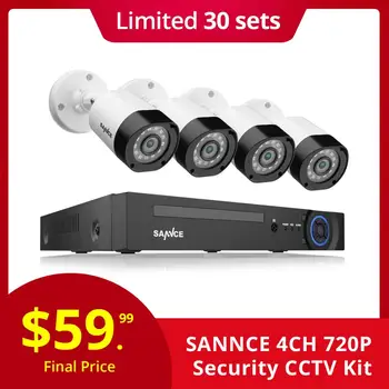 

SANNCE 4CH CCTV System 720P HDMI AHD CCTV DVR 4PCS 1.0 MP IR Outdoor Security Camera Camera Surveillance Kit