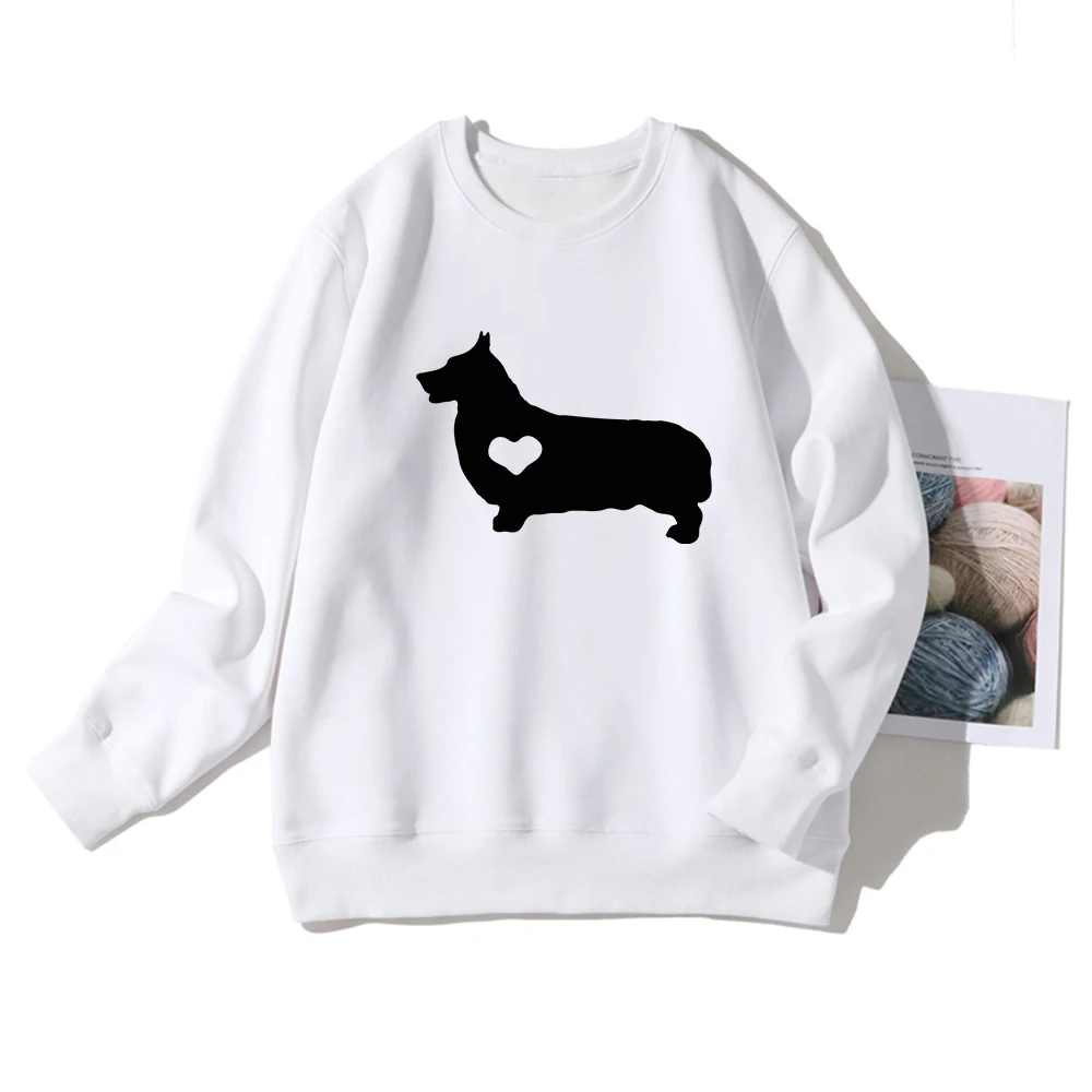 

Women Spring Autumn Streetwear Hoodies Corgi Print Simplicity Sweatshirts High Quality Long sleeve Sportsuit American Apparel