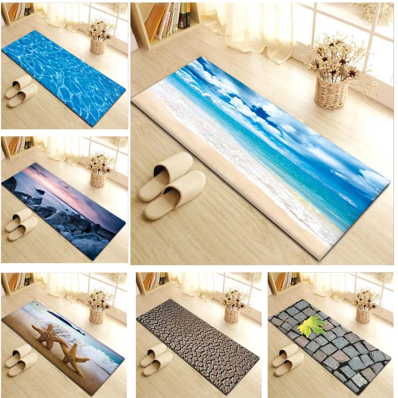 Фланелевый Противоскользящий коврик для ванной на море и пляж, ванная пол для душа, длинный коврик 40x60 см/40x100 см