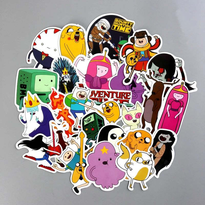 

30pcs Adventure Time Cartoon Pvc Waterproof Sticker For Luggage Wall Car Laptop Bicycle Motorcycle Notebook Laptop Toys Stickers