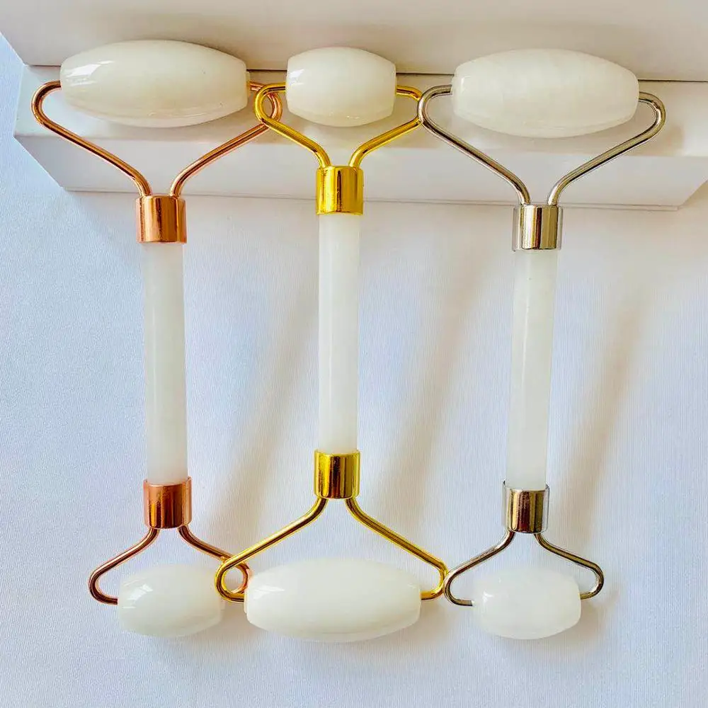 

Facial Massager Roller Natural White Jade Face Massage Roller Double Head Noiseless Facial Skincare Tool