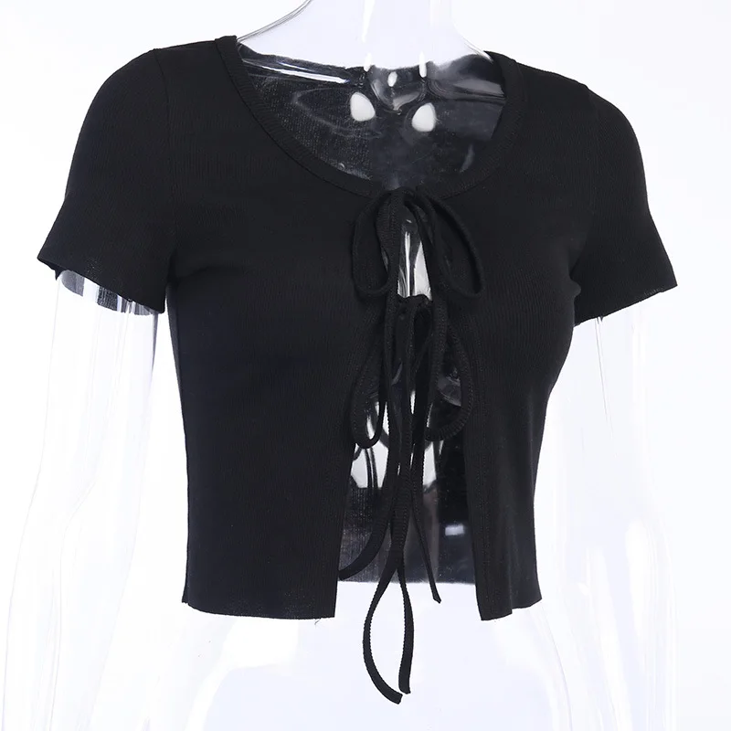 Casual Short Sleeves Design tshirt Women Streetwear Style Cotton Midriff Cardigan Sexy Women Clothing Designer 2020 Summer New