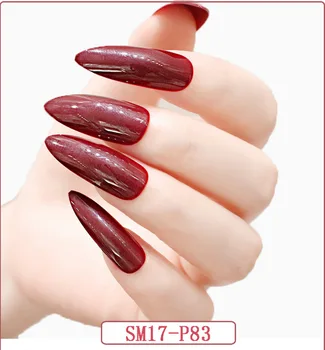 

Ultra-Long Pointed-Toe False Nail Oval Manicure Sand Dragon Armor Nail Nail Tip Wine Red Color Nail Tip