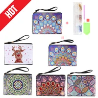 2 Pack Elephant 5D DIY Diamond Dot Bag Animal Pattern Makeup Storage Handbag PU Leather Handmade Purse with Painting Stickers Kits for Kids and Adult Beginners