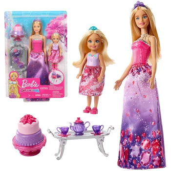

Original Barbie and Little Carrie Afternoon Tea Set Girls Princess Toys Birthday Gifts Children's Toys New Products FPL88