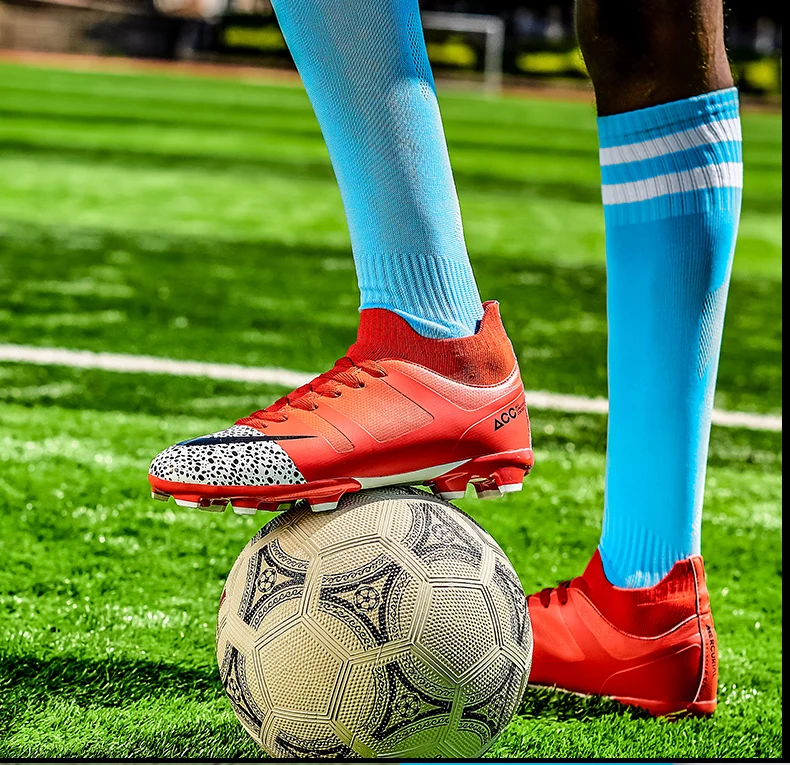 Бум, мужская и женская футбольная обувь, ботинки FG, высокие кроссовки для тренировок, 4 цвета(черный/синий/красный/зеленый), размер 36-45