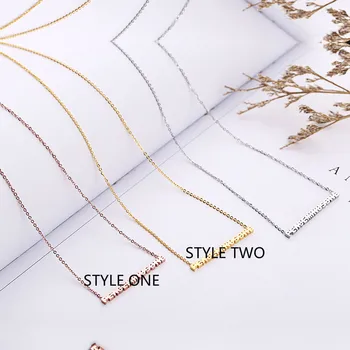 

TSHOU126 women Letter Rose Gold Pendant Women Titanium Steel Clavicle Necklace