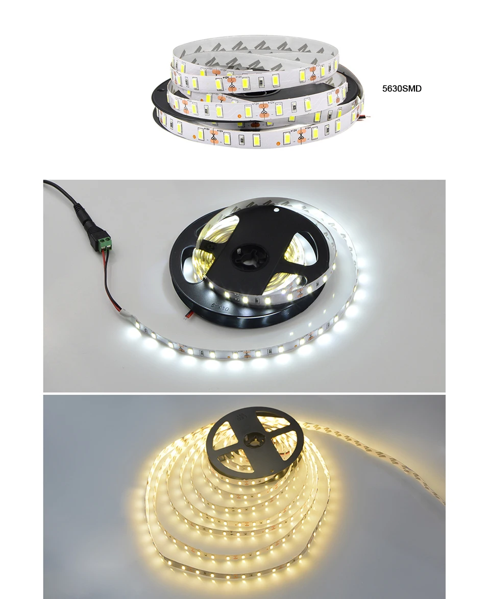 Светодиодные ленты 5050 5630 2835 RGB лампы 12V 5M гибкая домашняя Кухня украшения лампа Водонепроницаемый 300 светодиодный лента Диодная лента 60 светодиодный s/M