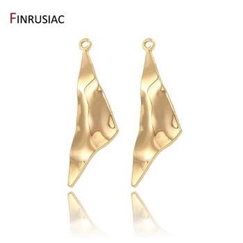

14k Gold Plated Ripple Triangle Pendant For Earrings Jewelry Making High Quality Copper Metal Jewellery Making Components
