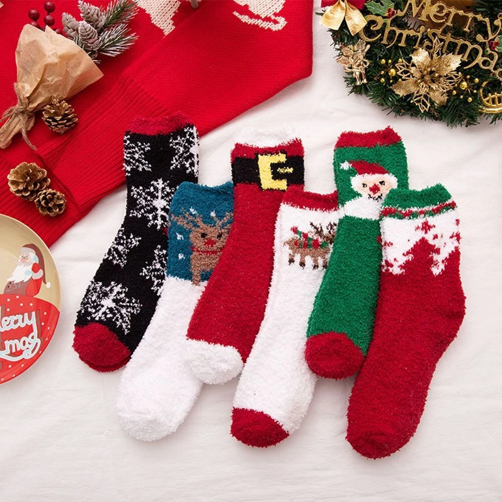 女性の綿の靴下 22 クリスマス 新年 タカ クリスマス 木 鹿 カラフル カワイイ コーラル ウール 新品 靴下 Aliexpress