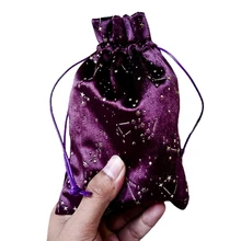  03KA Velvet 12 Constellation Tarot Card Storage Bag Board Game Card Mini Drawstring Package Board Game Tarot Storage Pouch 