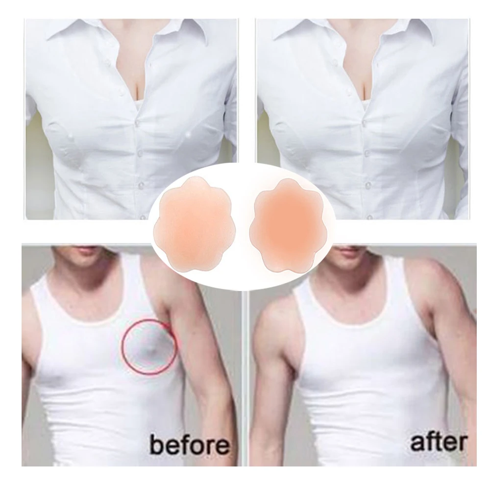 

1 Pair Reusable Invisible Silicone Chest Sticker Waterproof Breathable Adhesive Silicone Breast Bra Nipple Cover Pads Unisex