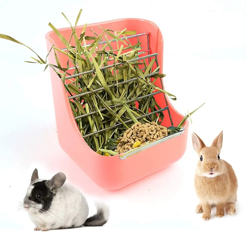 Marco de hierba para Primavera, alimentador de conejo, jaula para conejillos de indias pequeños, accesorios fijos, contenedor de alimentos, cuenco, suministros para mascotas