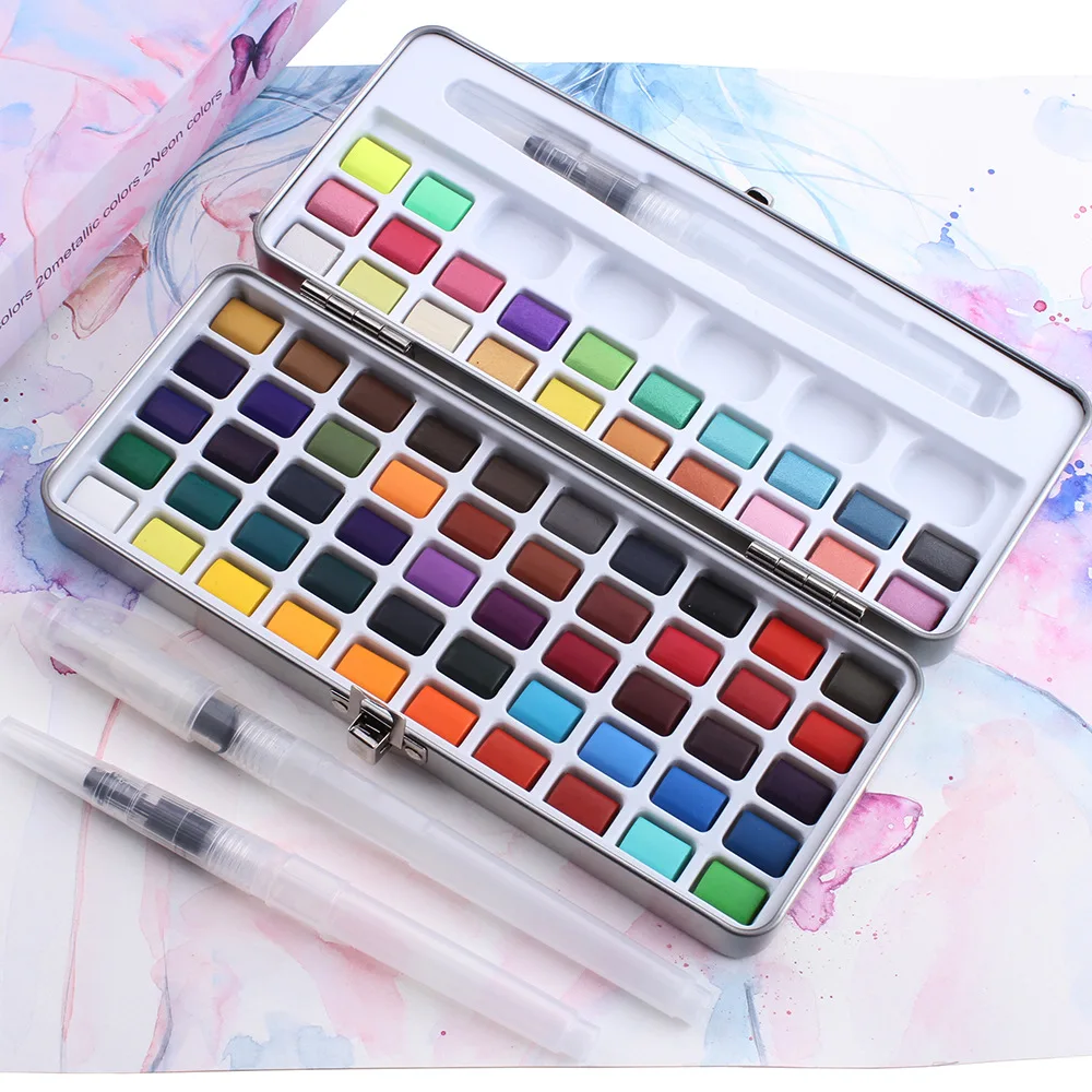 Set Profesional de acuarelas sólidas, Set de 50/72/90 colores para colorear al agua, para practicar pintura y dibujo artístico, suministros para pintura artística