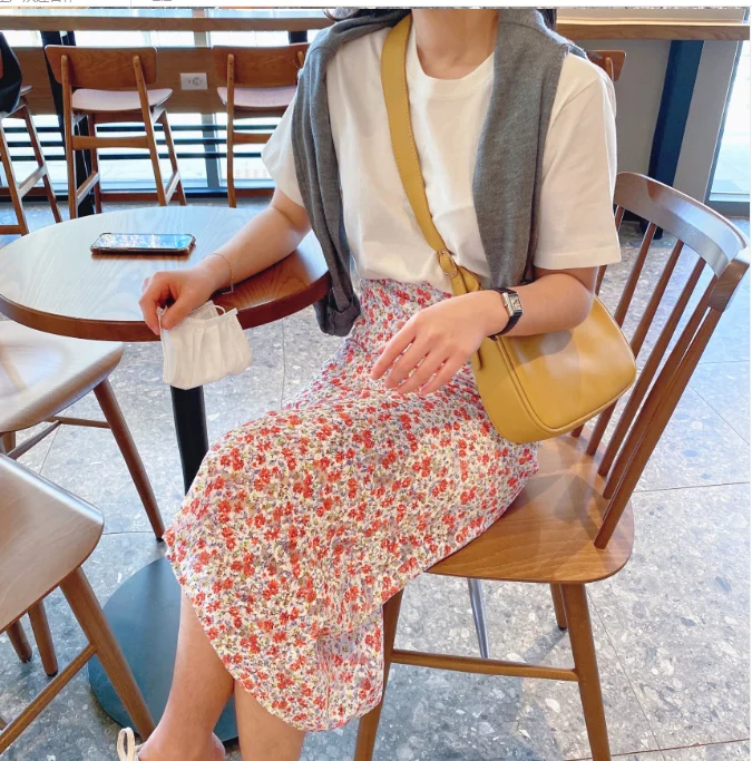 

new S XL Spring 2 piece suit summer funy t shirt Vintage Women Female Girls print long skirt suits Robe sold separately