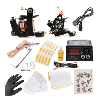 

High Quality Tattoo Kit 2 Coil Tattoo Machine Gun With Lion Power Supply 7 Ink 15ml Tattoo Supply TM8316 TM8393