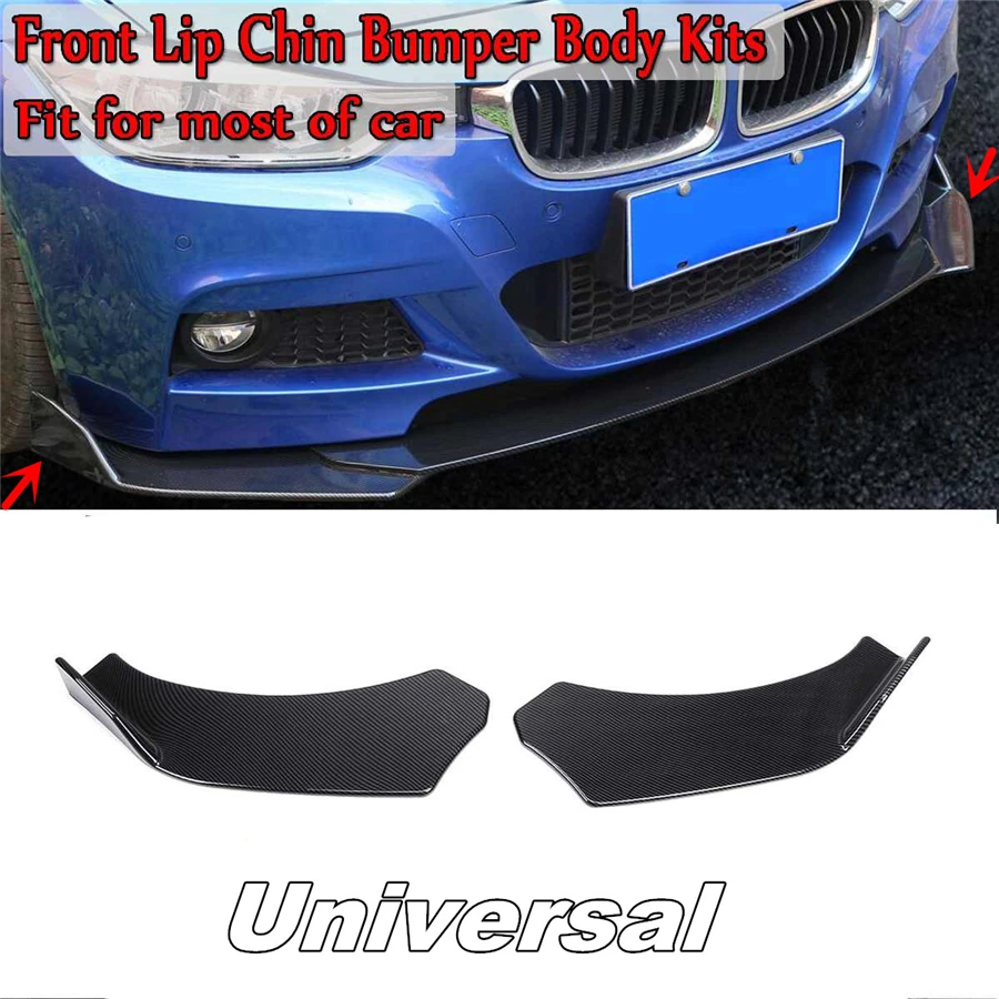 

2pcs Universal 3D Carbon Fiber Style Front Bumper Splitter Lip Body Protector Diffuser Kit for Car
