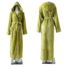 Зимняя ночная рубашка, Женский фланелевый Халат Nachthemd, Халат с капюшоном, домашний халат, теплый длинный халат Schlafanzug