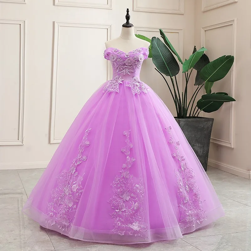 Vestidos Purple Quinceanera Dress 100%real Photo Party Dress Classic Ball Gown Robe De Bal Luxury Prom Dress Plus Size