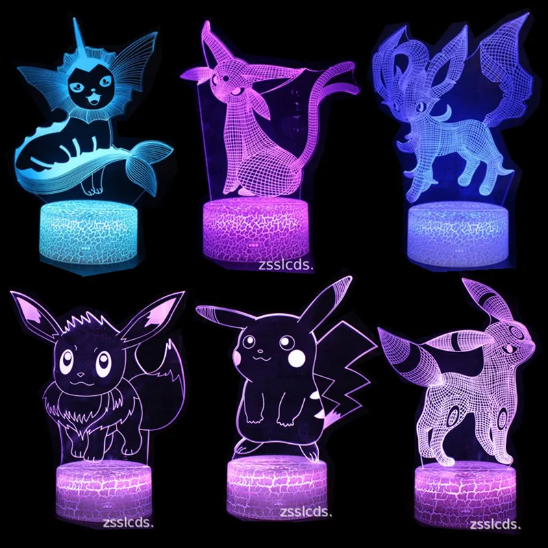 

Pokemon figures Action Toys Figure 3d Visual Led Night Lights Anime Figure pokemon Go Monster Pikachu Figurine Toys Models Gifts